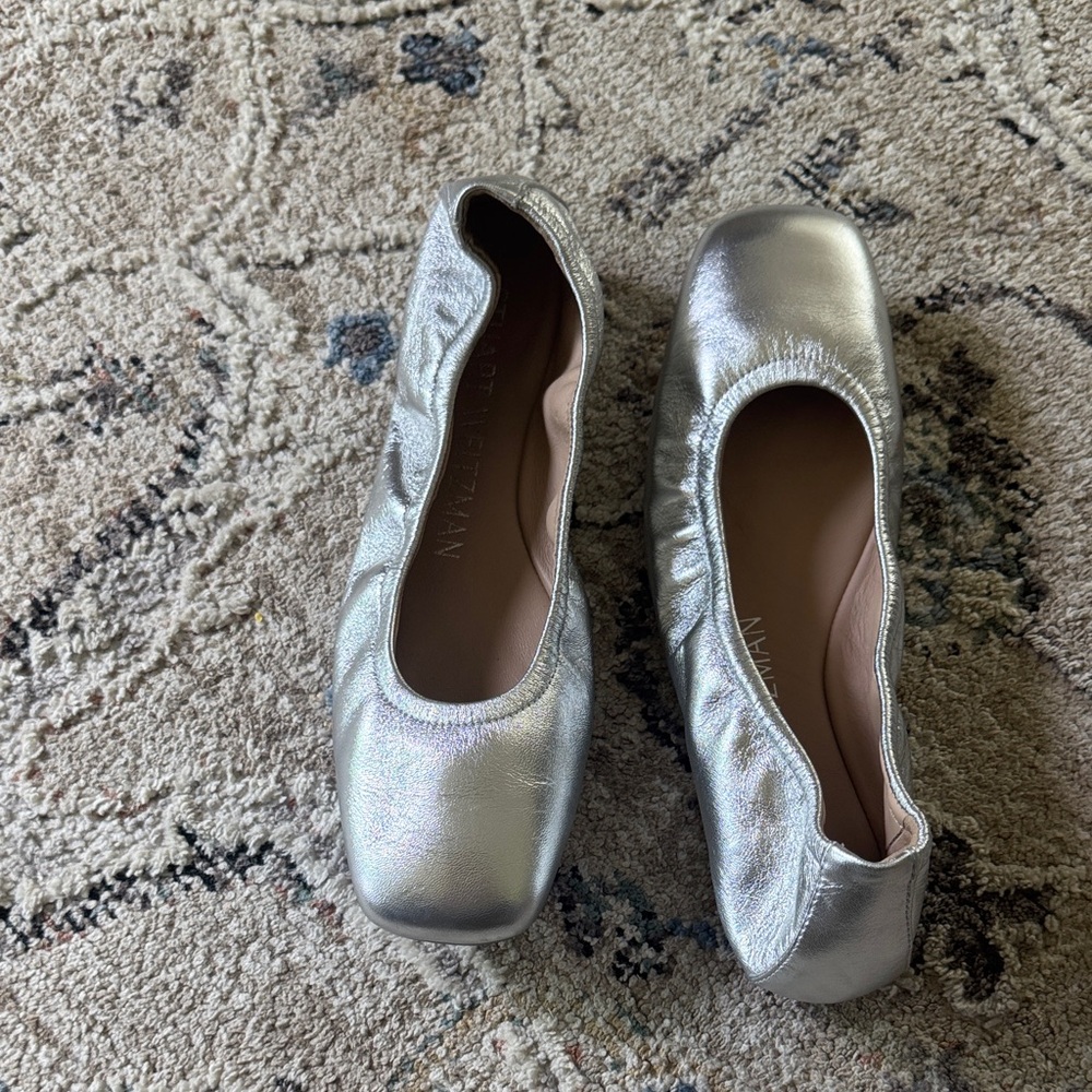 Stuart Weitzman Metallic Silver Flats